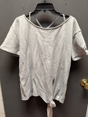 SOUTHERN GIRL PREP light marled gray sweatshirt short sleeve tie front crassback